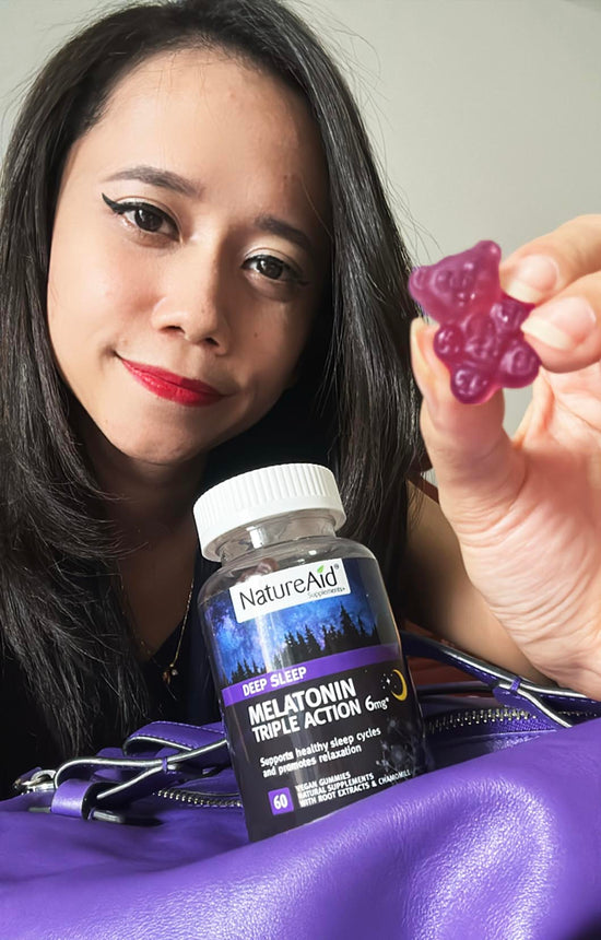 Melatonin deep sleep gummies from NatureAid Cambodia. Best supplements and vitamins in Phnom Penh, Cambodia. Available online and in our retails partners: Natureaid and Norm, Aosotplus, Health Time Pharmacy, Community Pharmacy, Aimee Beauty Shop, Nham 24, Vtenh, University Pharmacy, 
