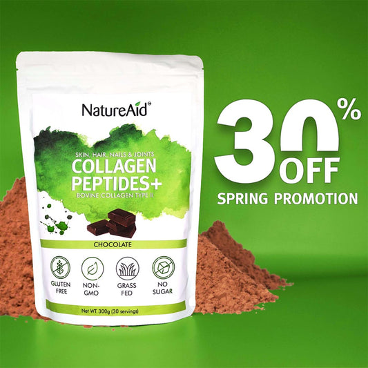 NatureAid Collagen Powder - Chocolate Flavor. Spring Promotion 30% OFF! Collagen for hair, skin, nails and bones. Exclusif for Cambodia. www.natureaid.co